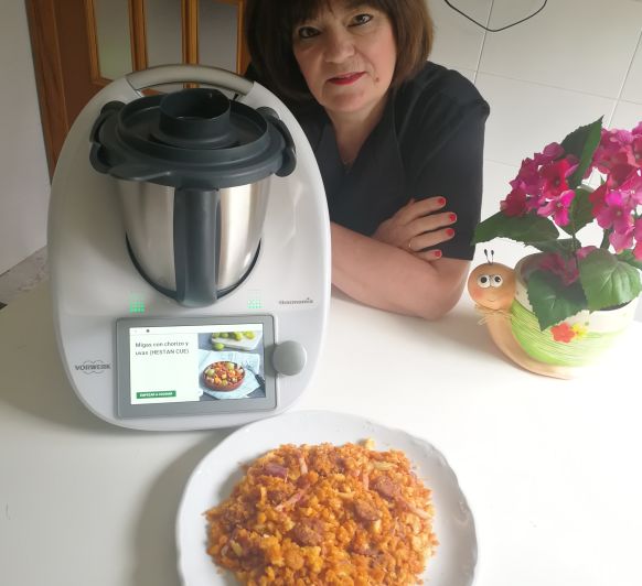 Migas con chorizos con Thermomix®